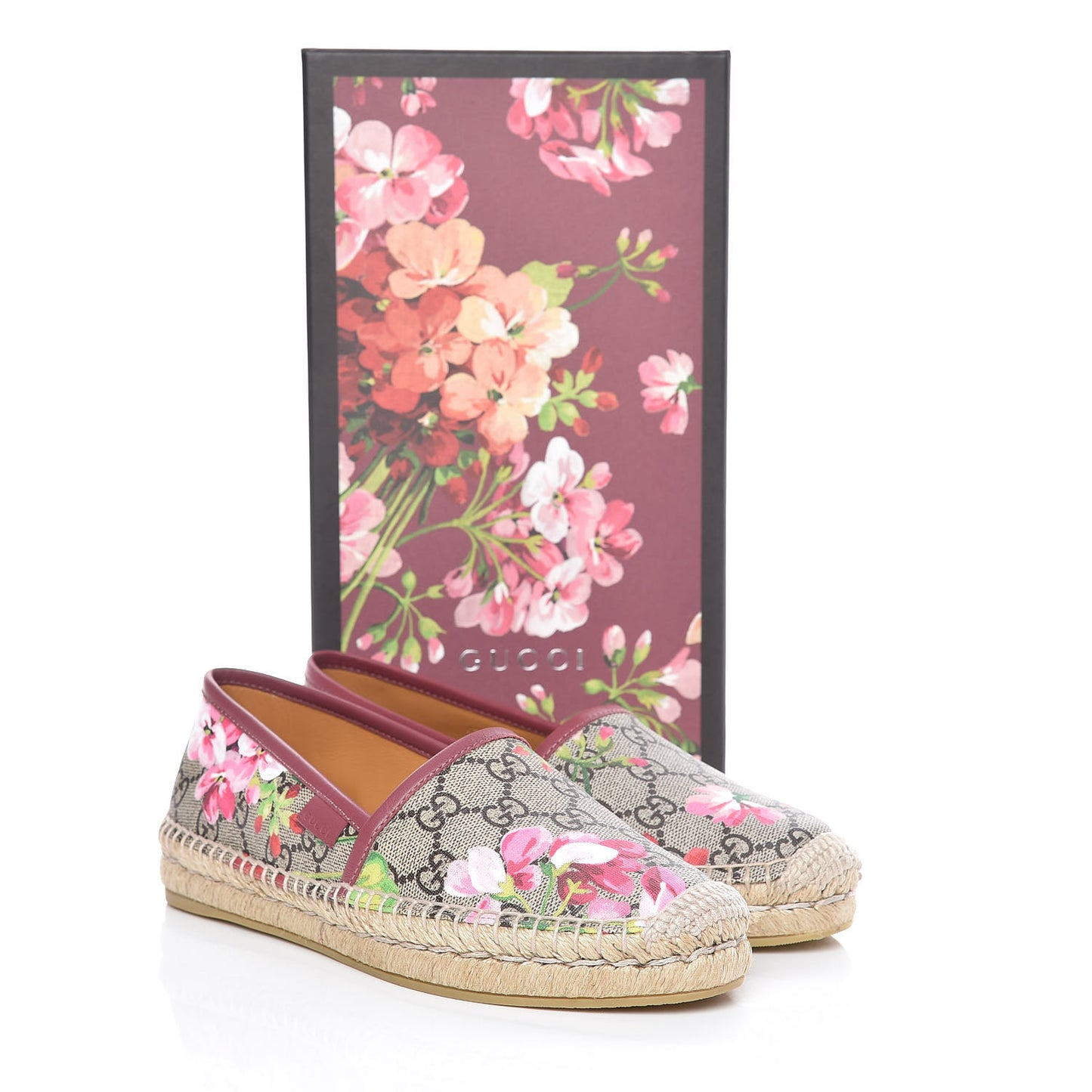 GG Supreme Monogram Blooms Espadrilles 36 Beige Multicolor Dry Rose