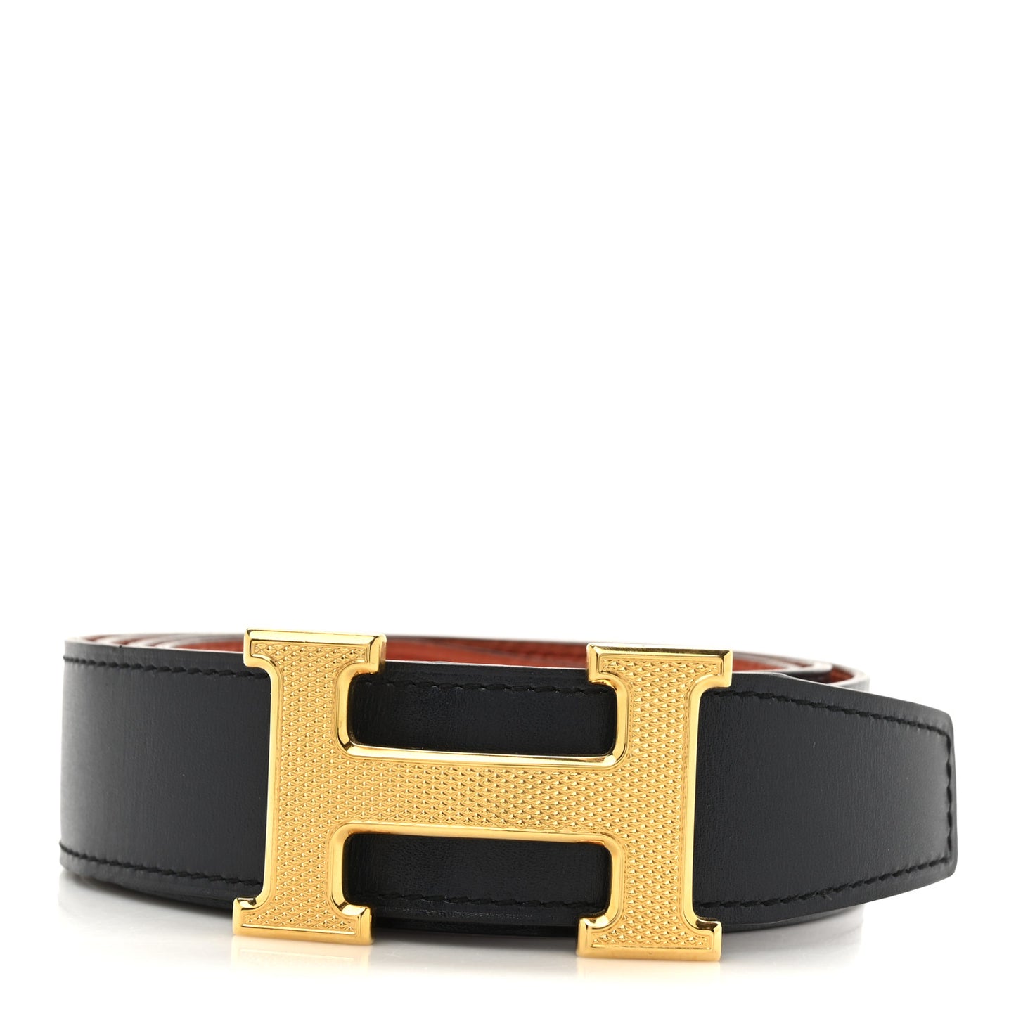 Box Togo 32mm Guilloche H Belt 105 42 Bleu Indigo Terre Baute