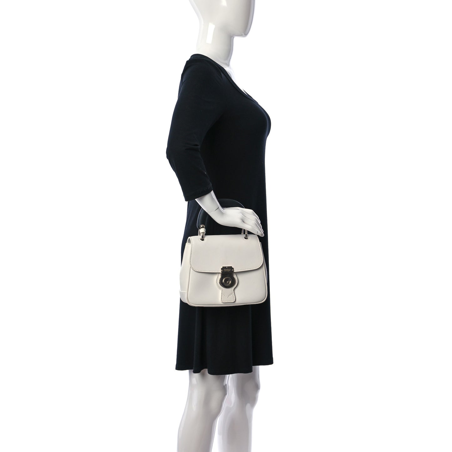 Trench Calfskin Small DK88 Top Handle Bag White Black