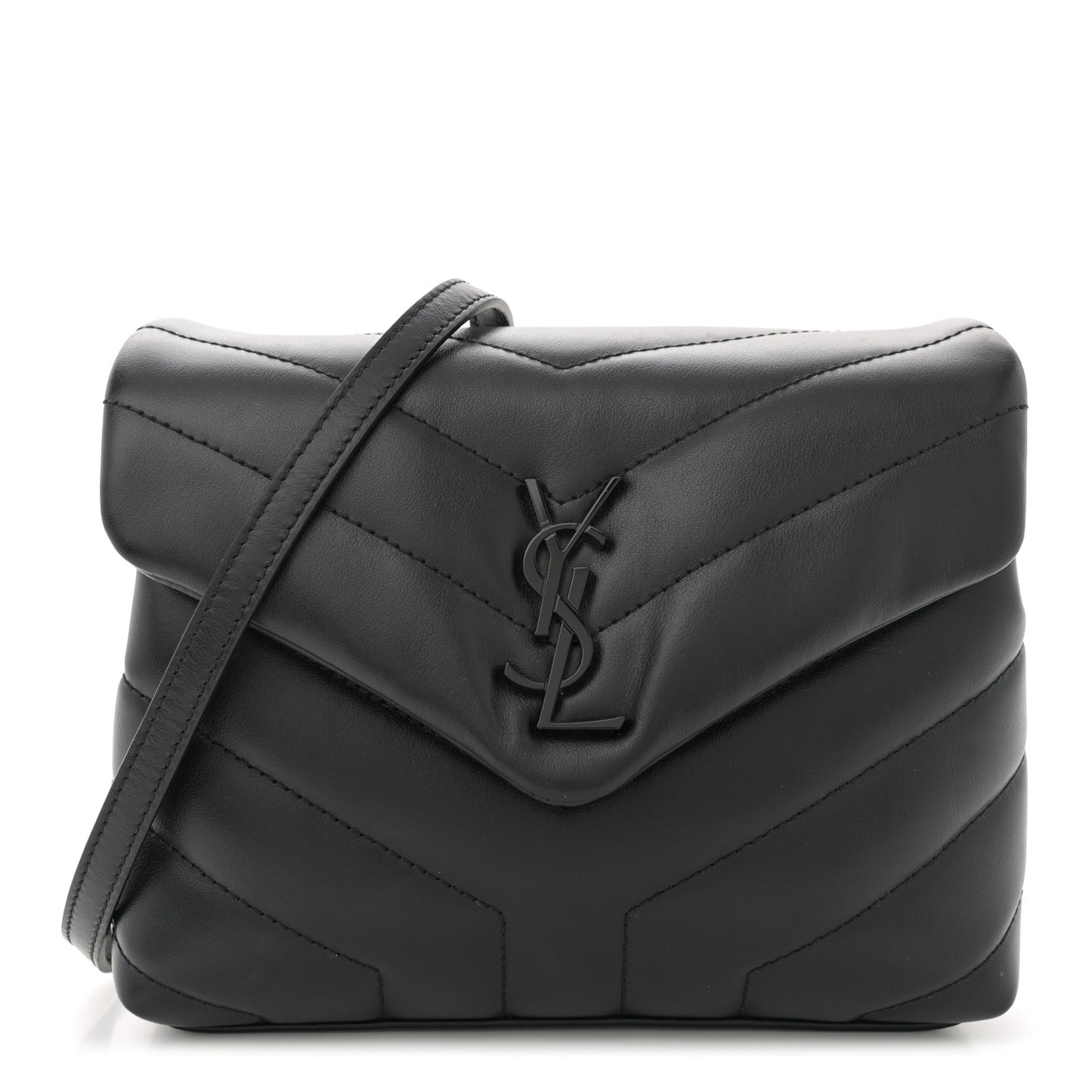 Calfskin Y Quilted Monogram Toy Loulou Crossbody Bag Black