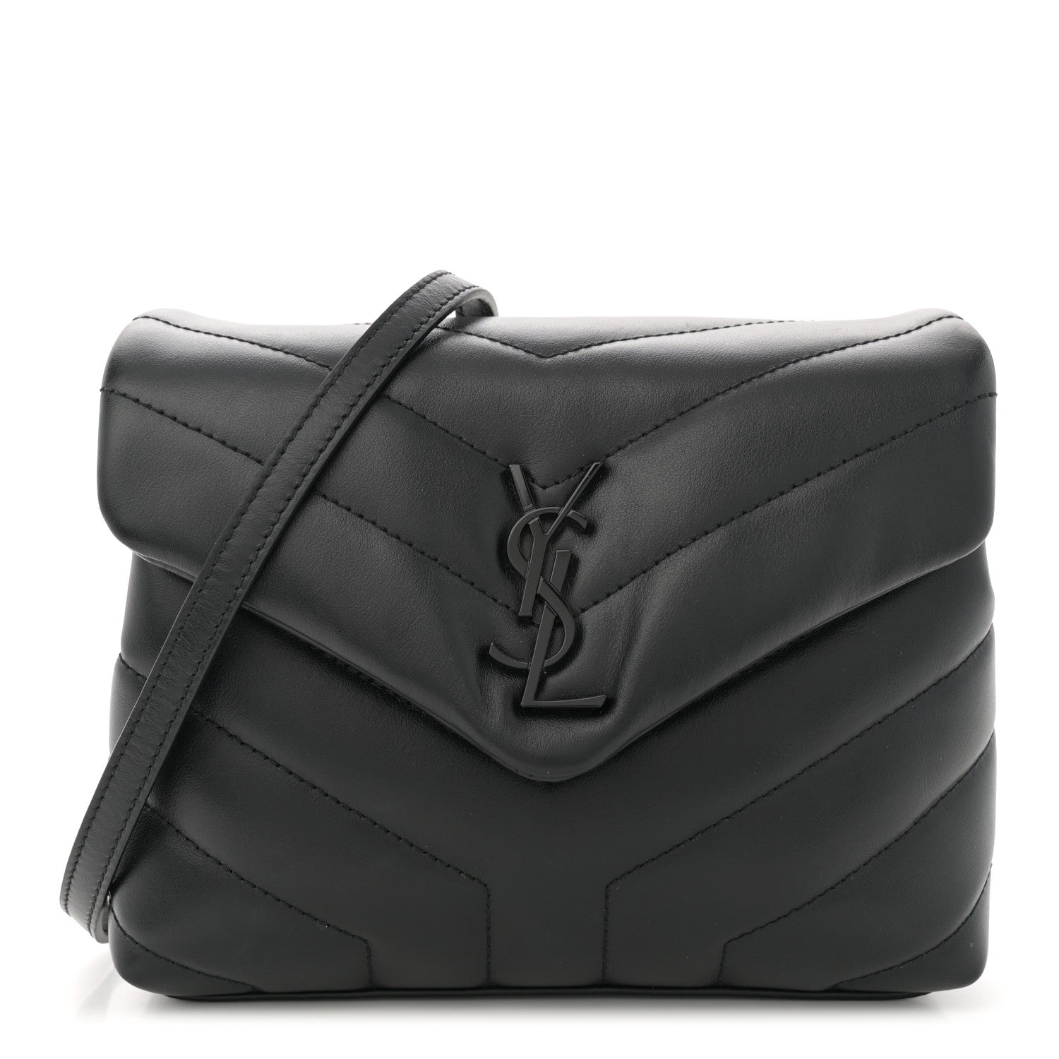 Saint Laurent Calfskin Y Quilted Monogram Toy Loulou Crossbody Bag Black 1 of 10