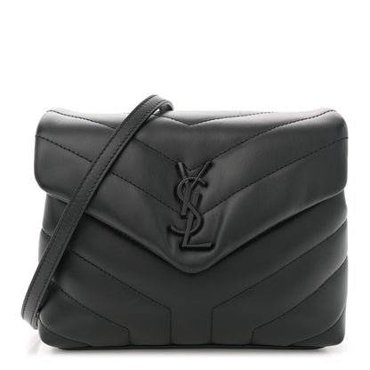 Saint Laurent Calfskin Y Quilted Monogram Toy Loulou Crossbody Bag Black 1 of 10