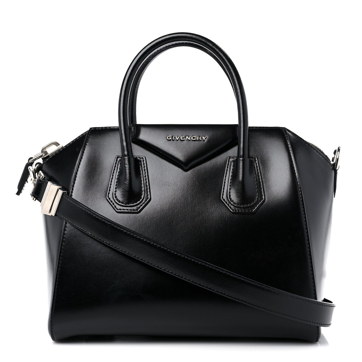 Shiny Lord Calfskin Small Antigona Black