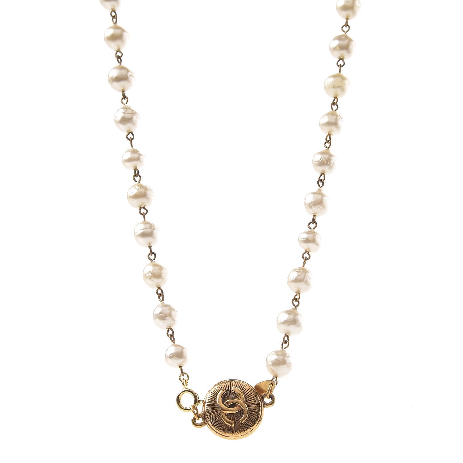 Chanel Pearl CC Short Necklace Gold 1 of 5