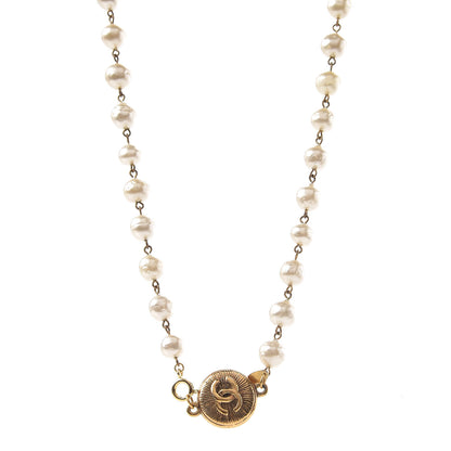 Chanel Pearl CC Short Necklace Gold 1 of 5