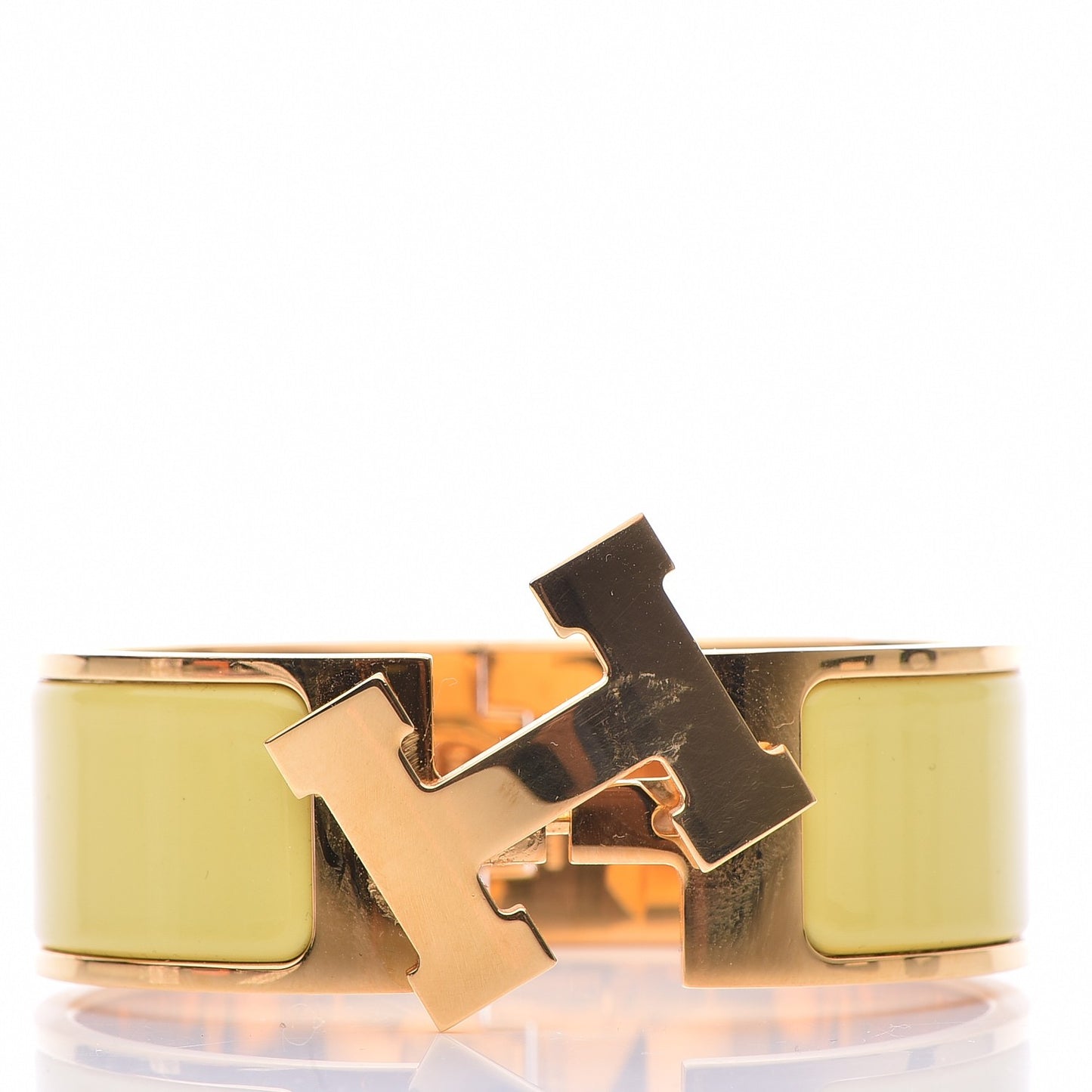 Enamel Wide Clic Clac H Bracelet PM Jaune Citron