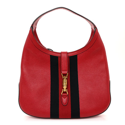 Gucci Soft Grained Calfskin Web Medium Jackie Hobo Red 1 of 13