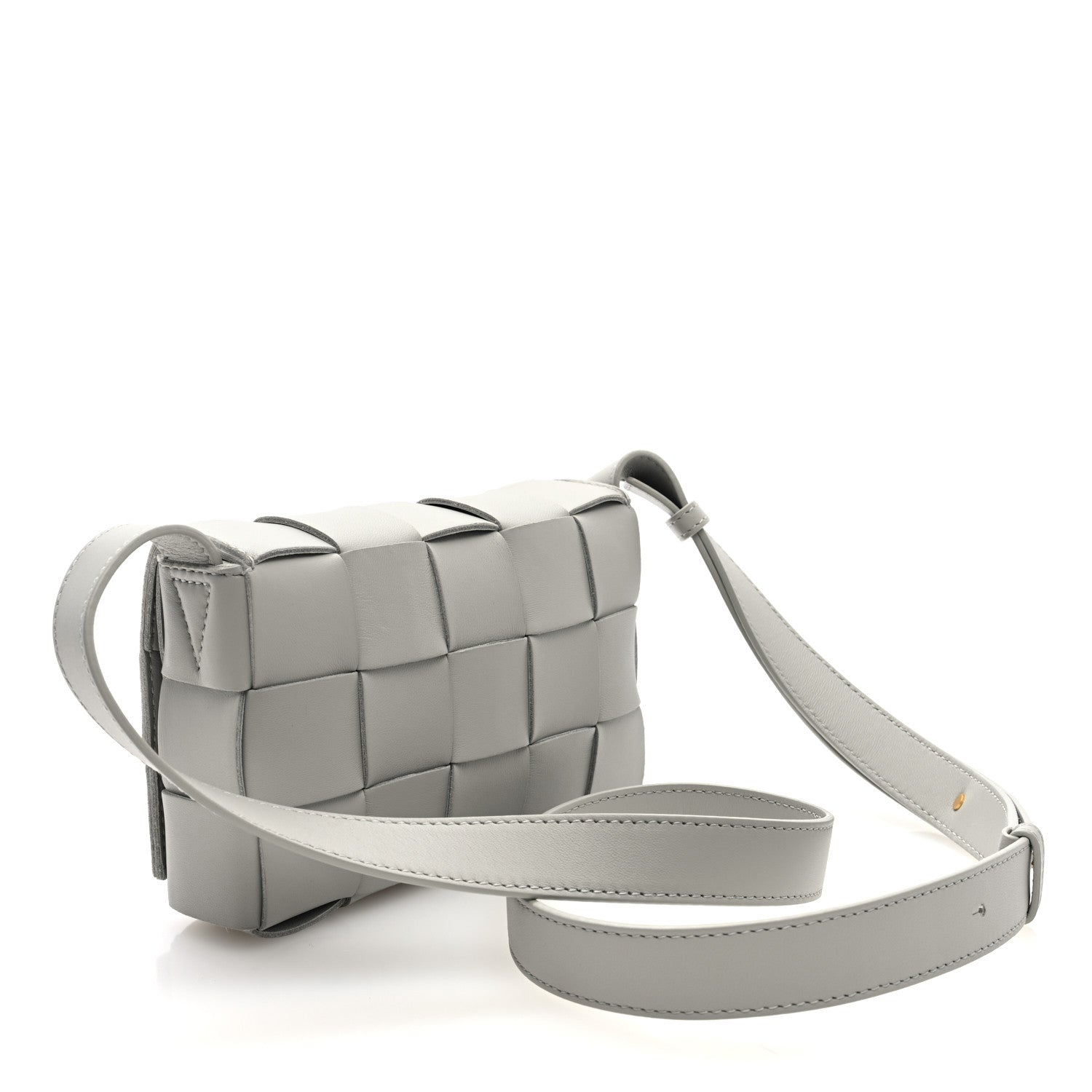 Bottega Veneta Lambskin Maxi Intreccio Small Cassette Crossbody Bag Agate Grey 3 of 9