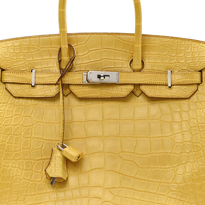 Hermes Matte Alligator Birkin 35 Jaune Ambre 8 of 10