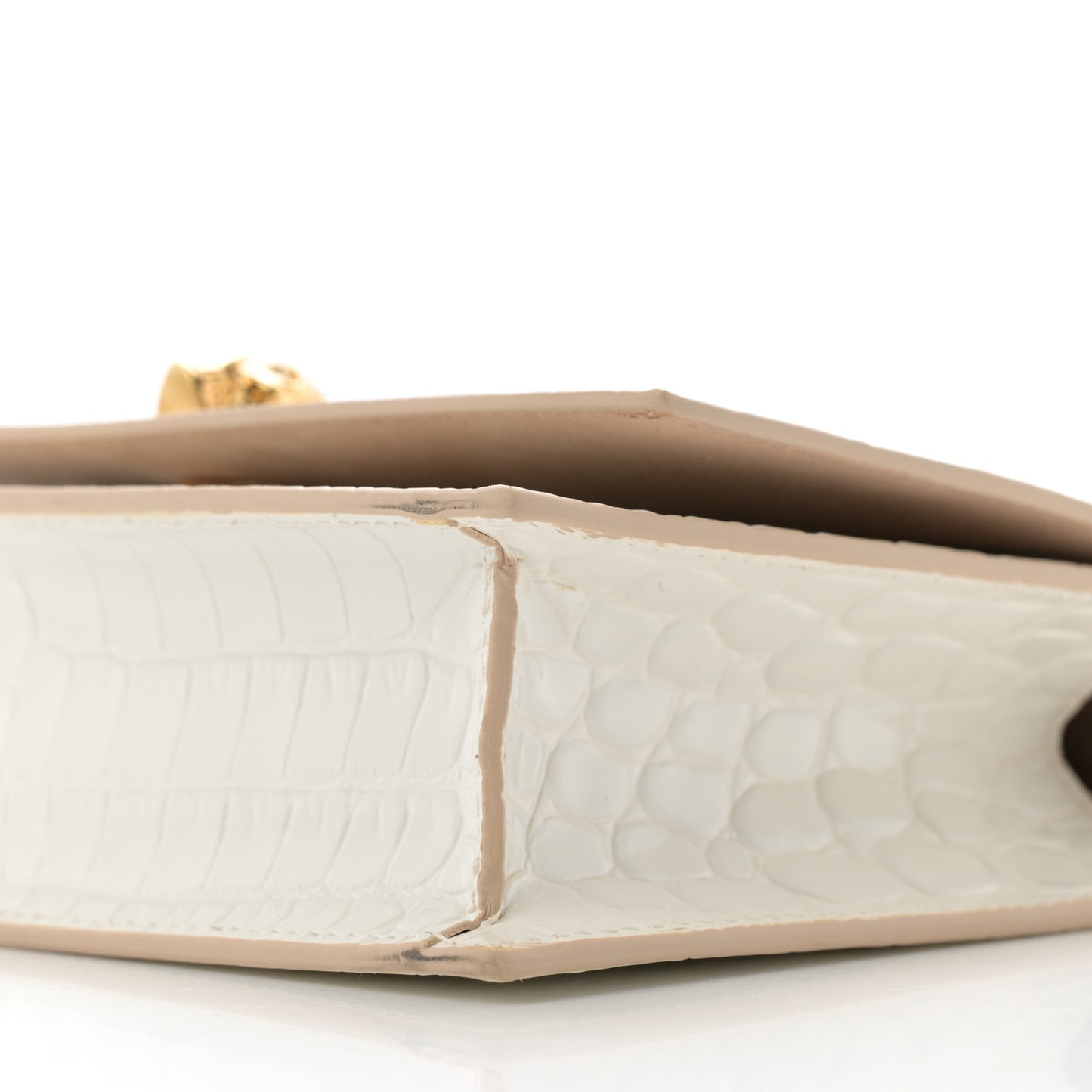 Calfskin Crocodile Embossed Skull Mini Crossbody Bag White