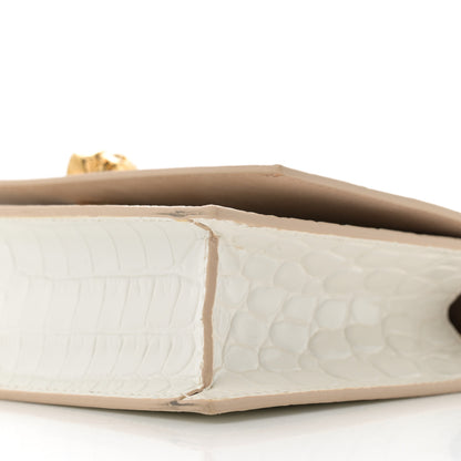 Alexander McQueen Calfskin Crocodile Embossed Skull Mini Crossbody Bag White 9 of 11