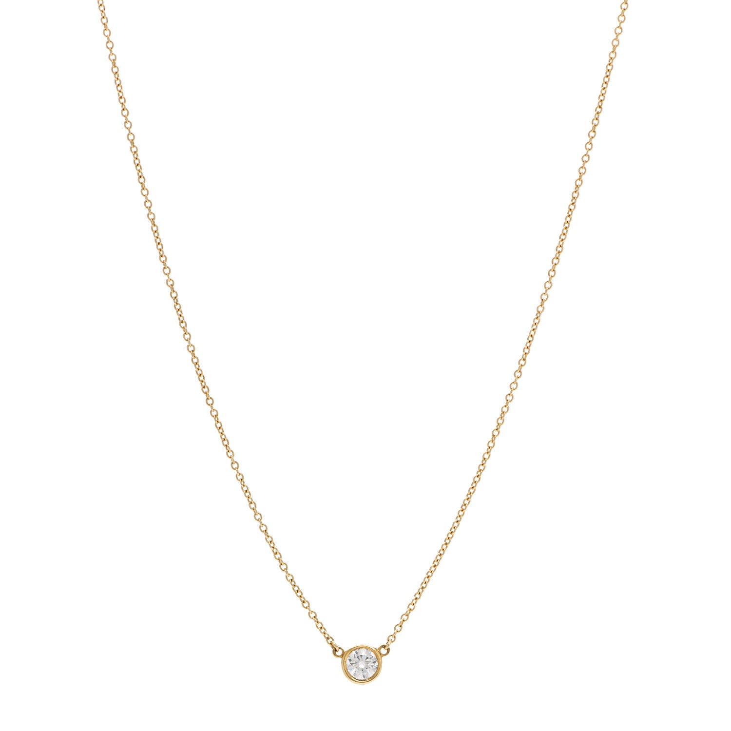 Tiffany 18K Yellow Gold Diamond .28ct Elsa Peretti Diamonds by the Yard Pendant Necklace 1 of 8