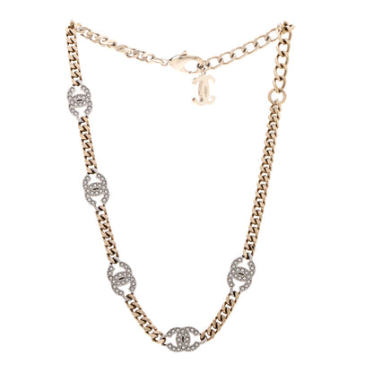 Chanel Crystal Chain CC Link Choker Gold Silver 3 of 7