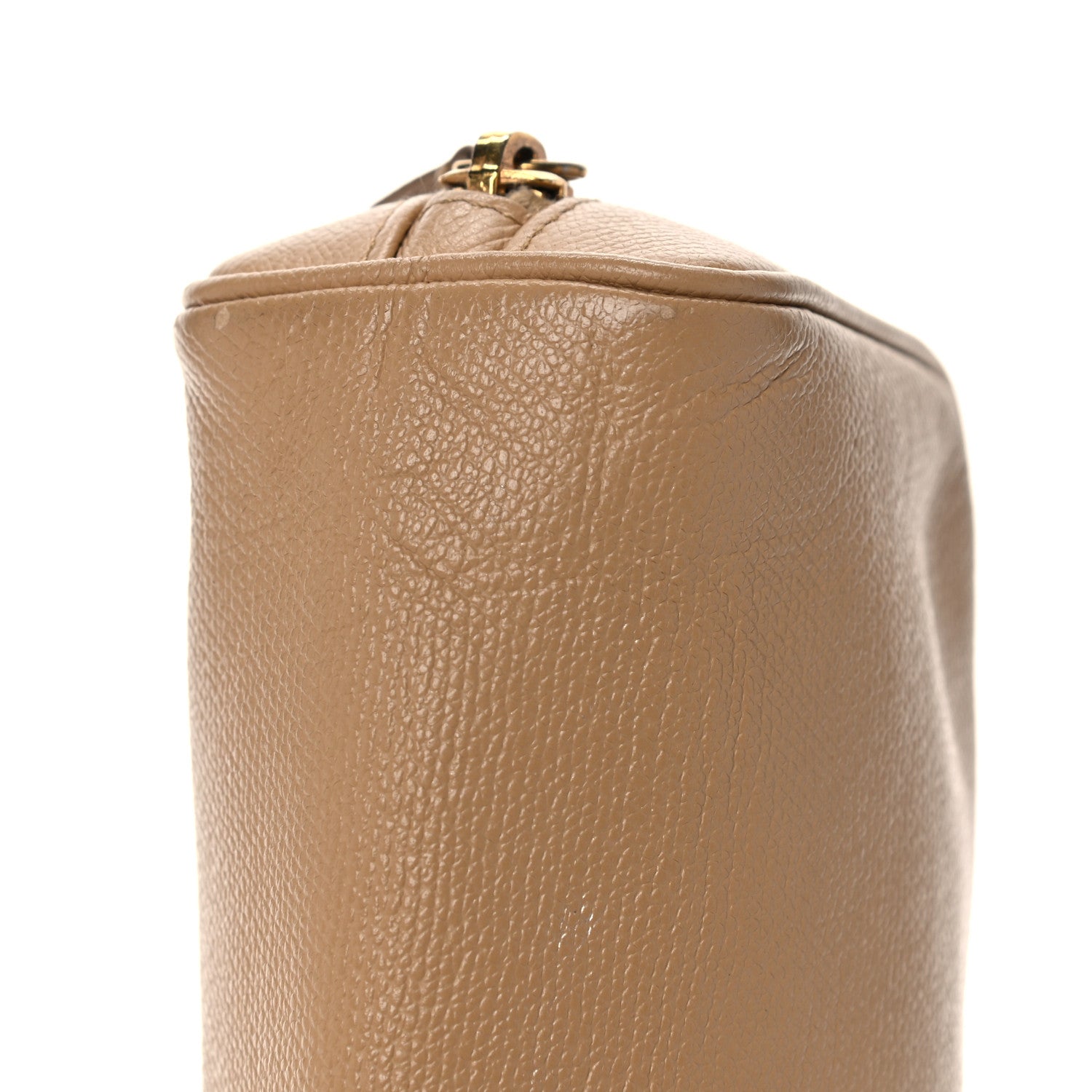 Chanel Grained Calfskin CC Button Pouch Cosmetic Case Beige 15 of 16