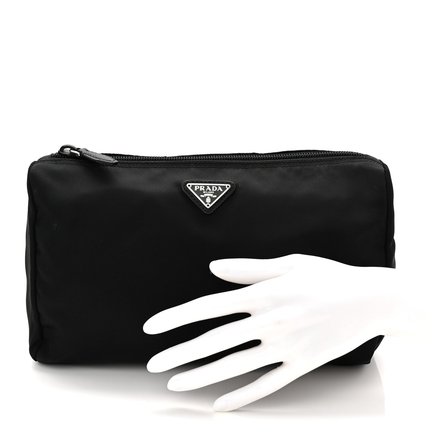 Nylon Tessuto Cosmetic Pouch Black