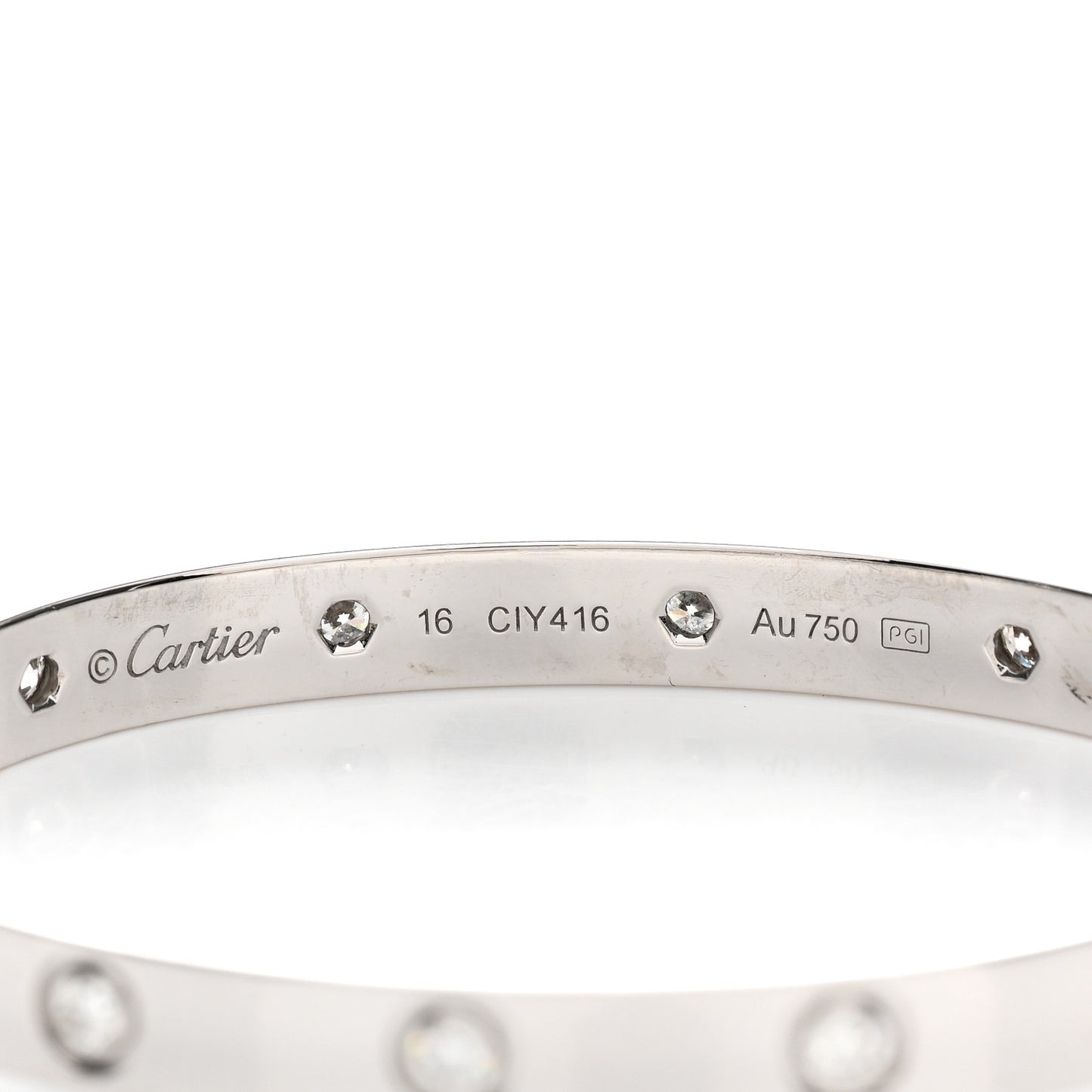 18K White Gold 10 Diamond LOVE Bracelet 16