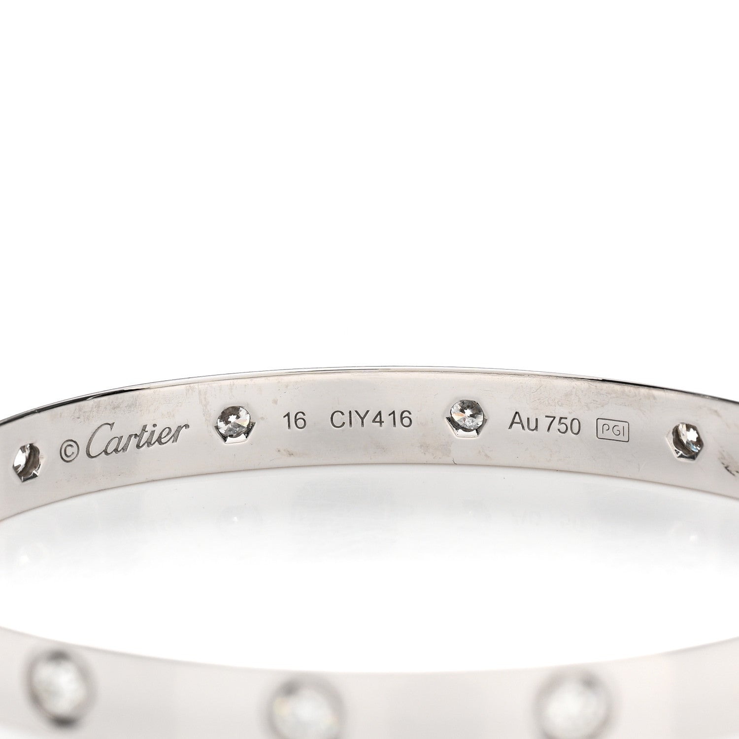 Cartier 18K White Gold 10 Diamond LOVE Bracelet 16 4 of 5