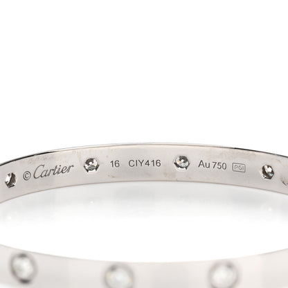 Cartier 18K White Gold 10 Diamond LOVE Bracelet 16 4 of 5