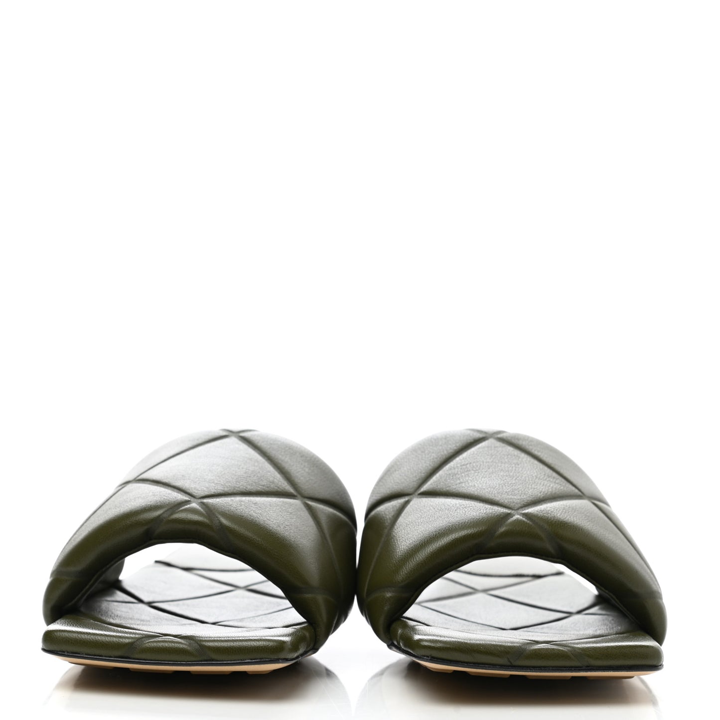 Nappa Quilted Rubber Lido Flat Sandals 39 Khaki