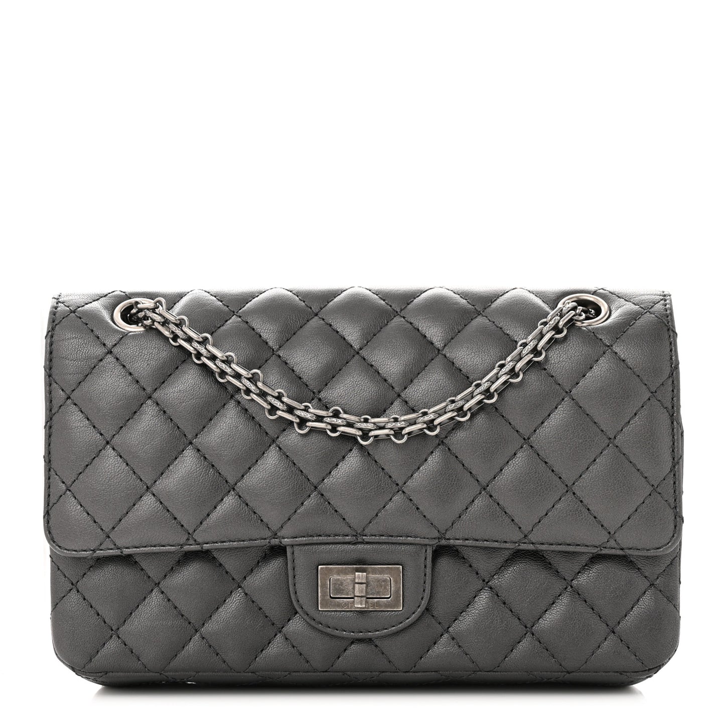 Metallic Sheepskin Quilted 2.55 Reissue 225 Flap Charcoal