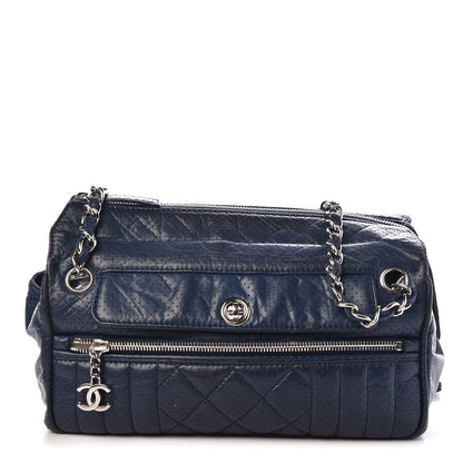 Chanel Calfskin Perforated 50's Satchel Marine Fonce 1 of 9