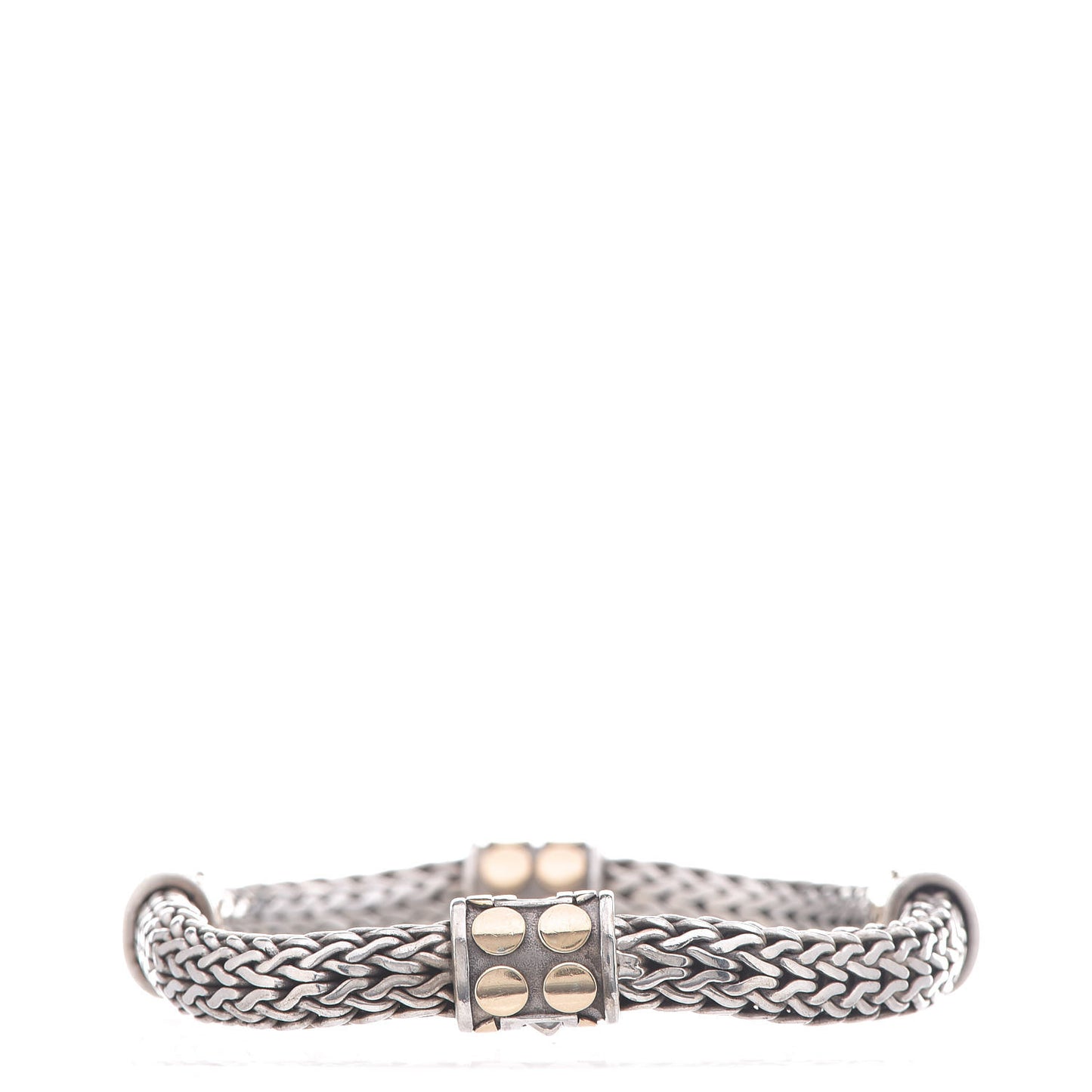Sterling Silver 18K Yellow Gold Four Station Dot Classic Chain Bracelet