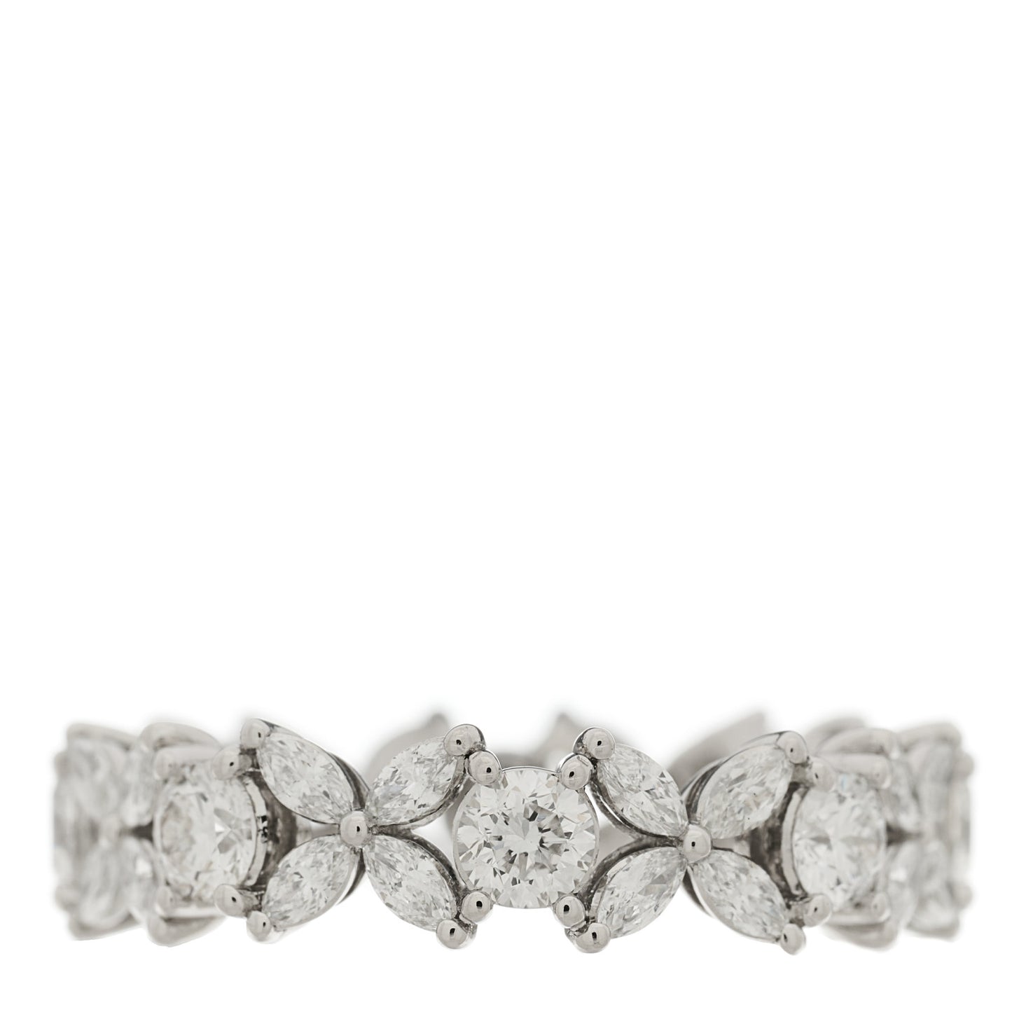 Platinum Diamond Victoria Alternating Band Ring 53 6.5
