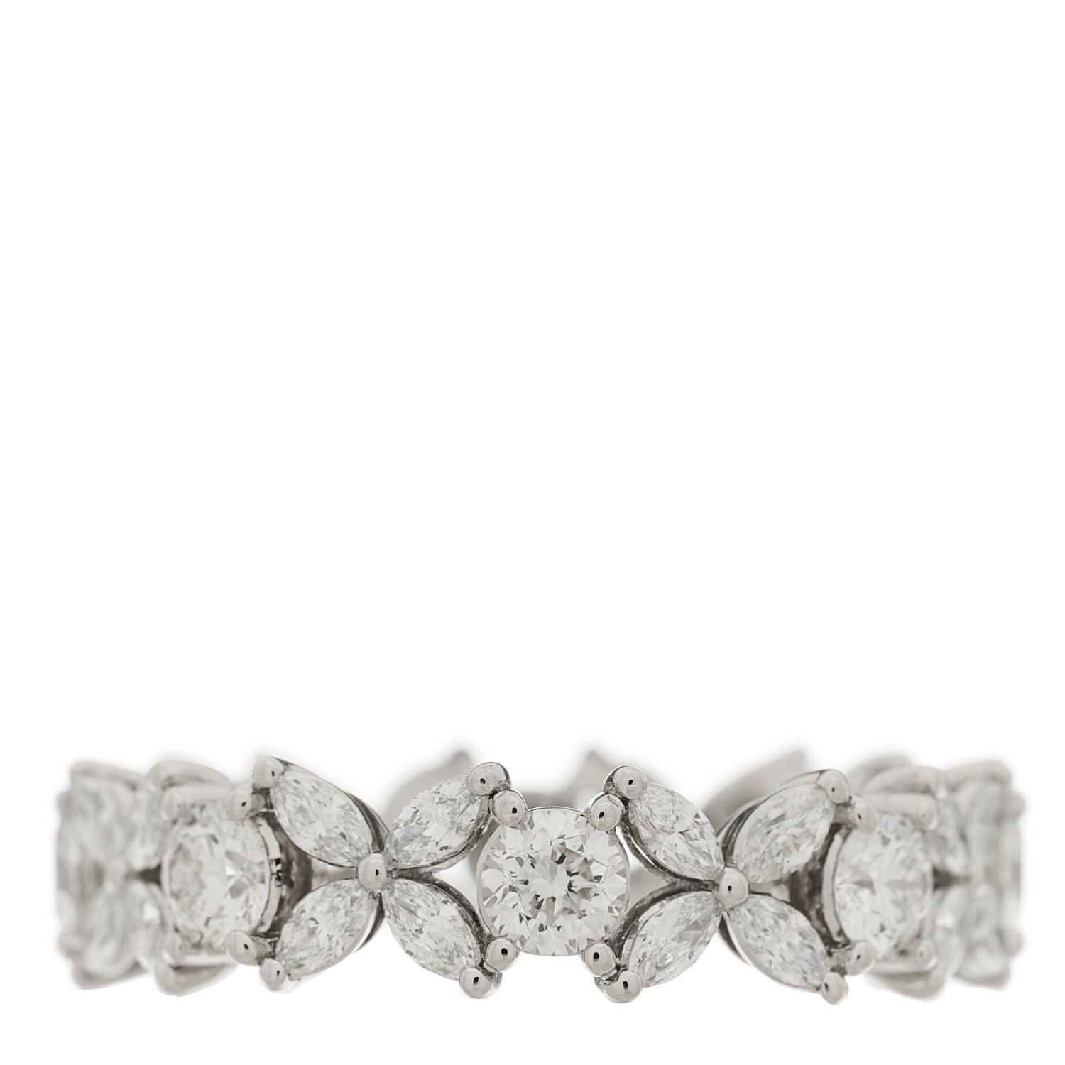 Tiffany Platinum Diamond Victoria Alternating Band Ring 53 6.5 1 of 5