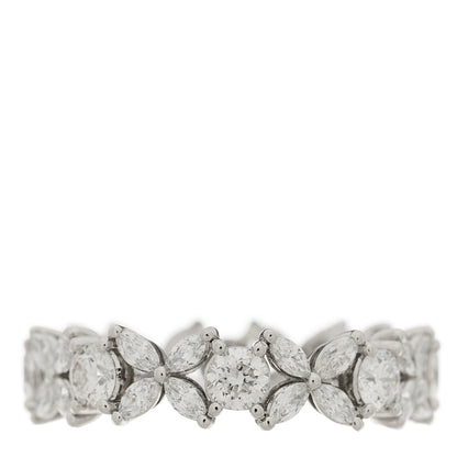 Tiffany Platinum Diamond Victoria Alternating Band Ring 53 6.5 1 of 5