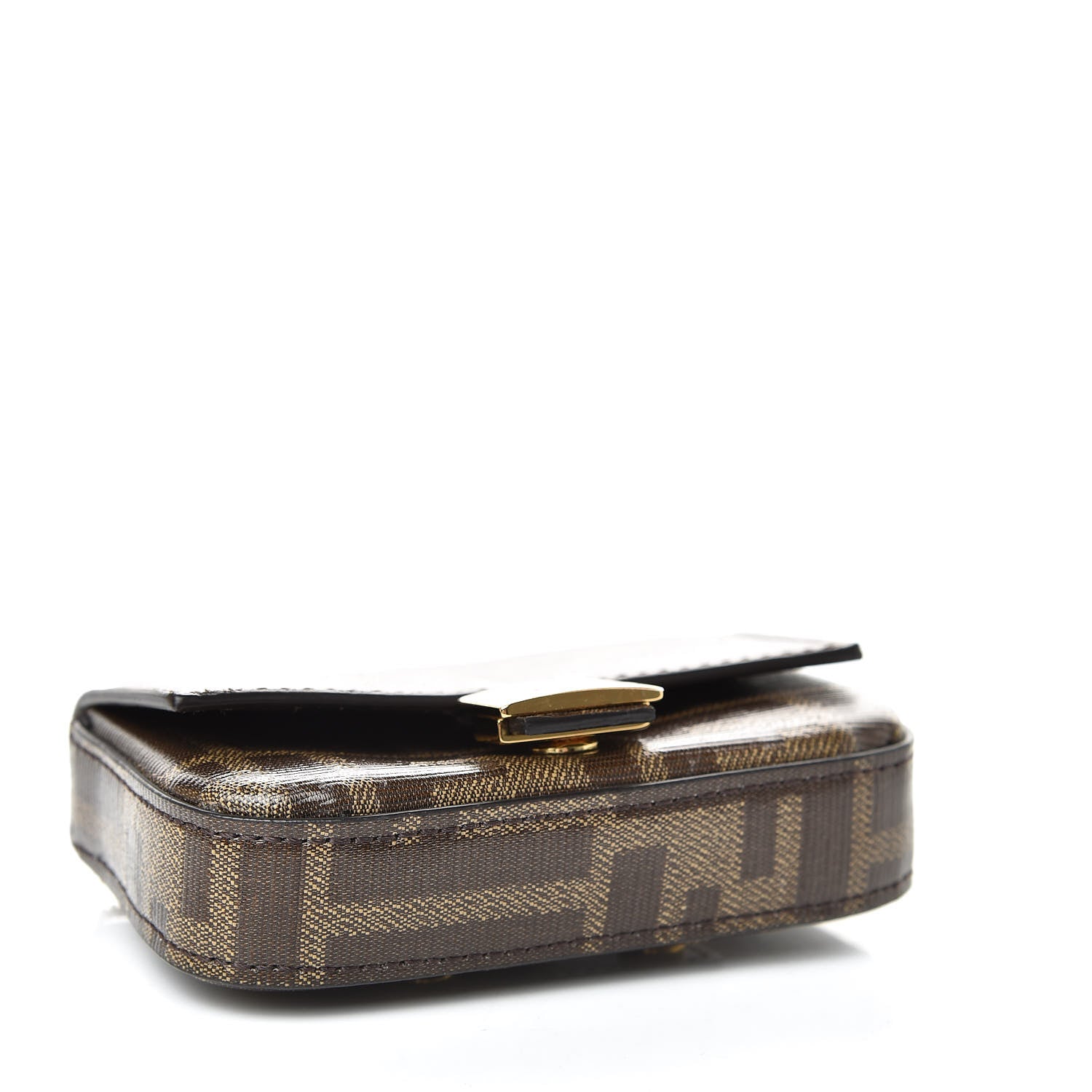 Fendi Glazed Fabric FF 1974 Nano Baguette Belt Charm Mogano Panna 4 of 8