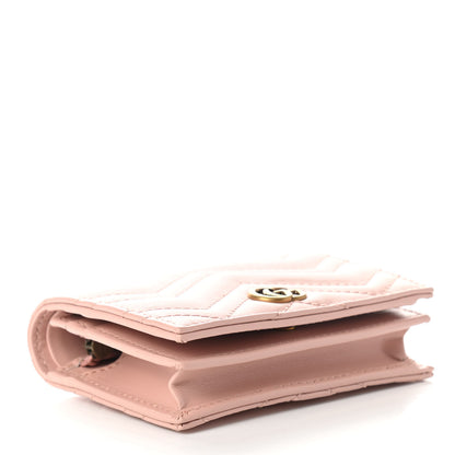 Gucci Calfskin Matelasse GG Marmont Card Case Wallet Perfect Pink 4 of 8