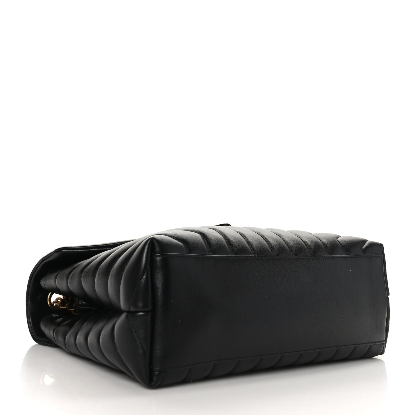 Calfskin Y Quilted Monogram Medium Loulou Chain Satchel Black