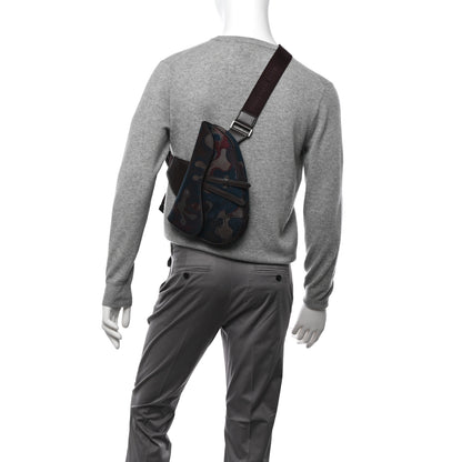 Christian Dior X PETER DOIG Denim Camouflage Saddle Bag Brown 2 of 9