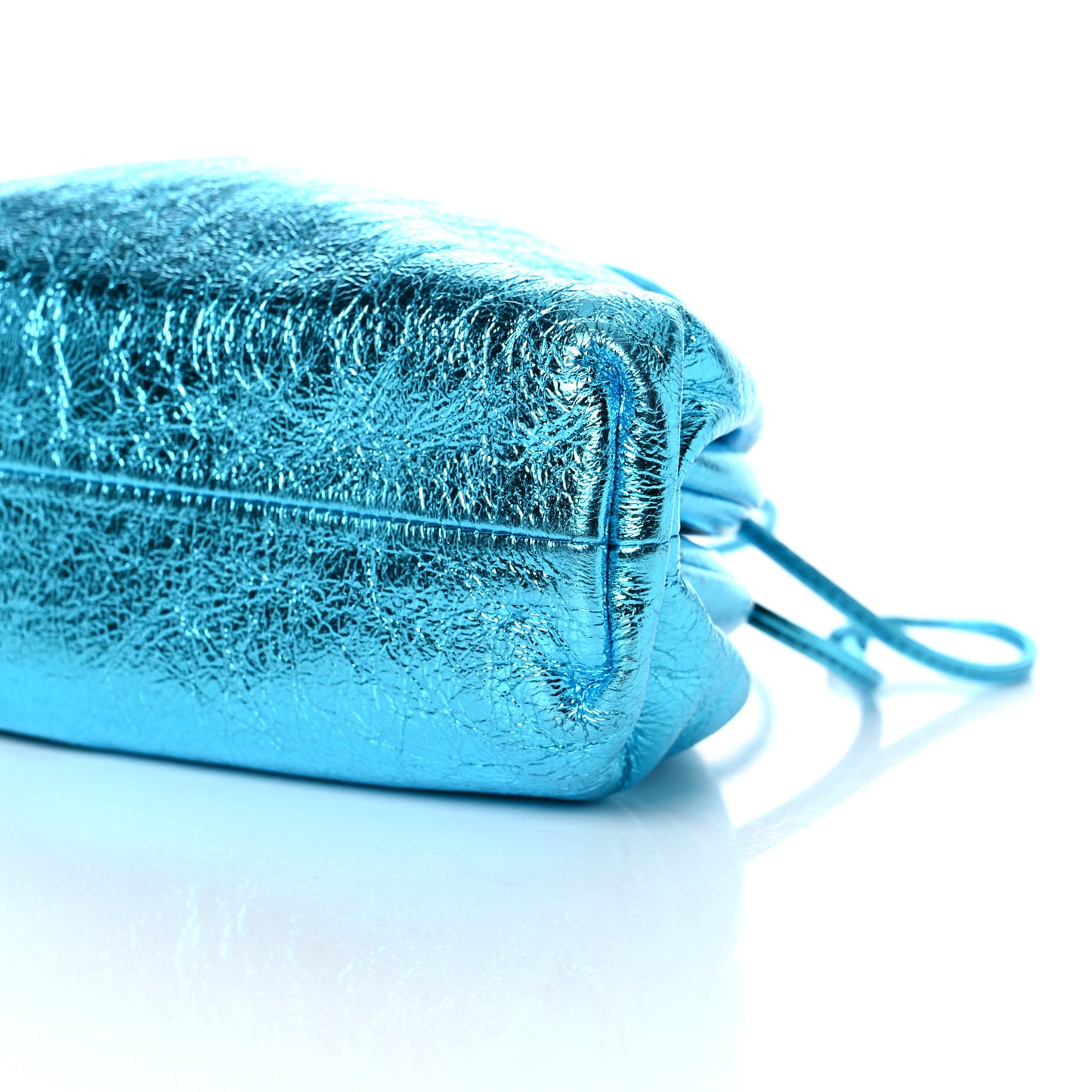Metallic Crushed Calfskin The Mini Pouch Sky Blue