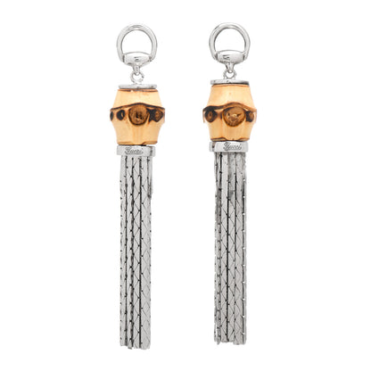 Gucci Sterling Silver Bamboo Horsebit Tassel Earrings 1 of 4