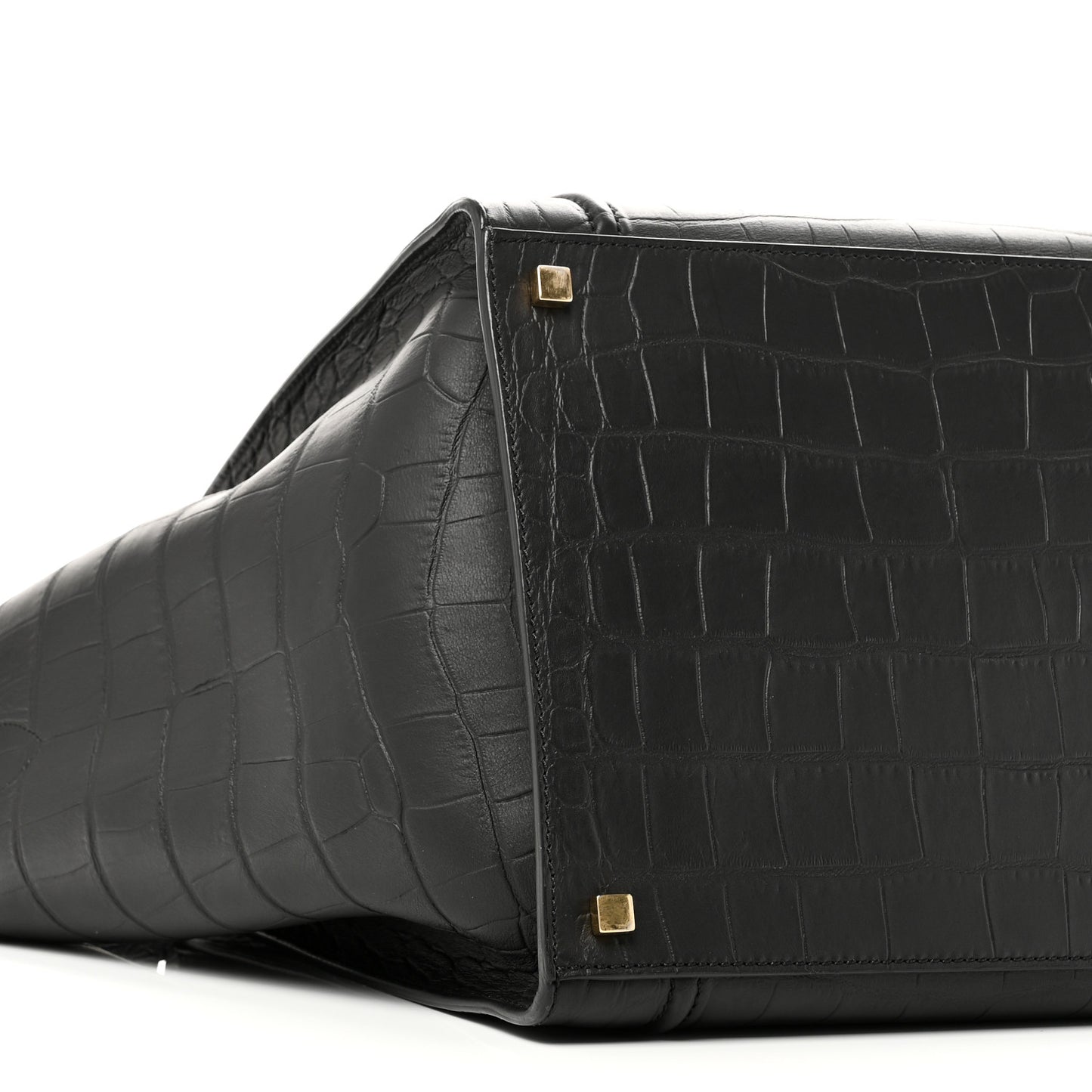 Crocodile Embossed Calfskin Medium Phantom Luggage Black