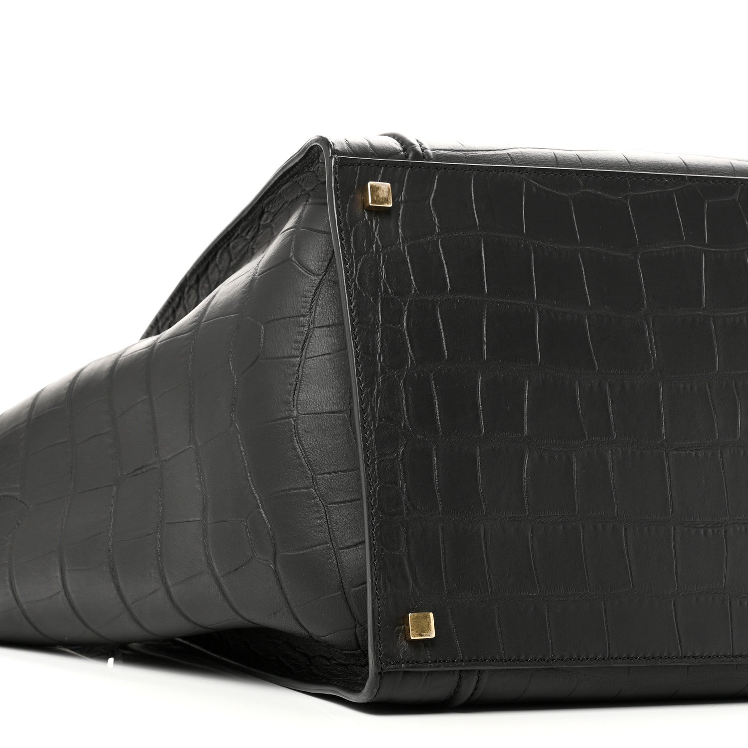 Celine Crocodile Embossed Calfskin Medium Phantom Luggage Black 8 of 9