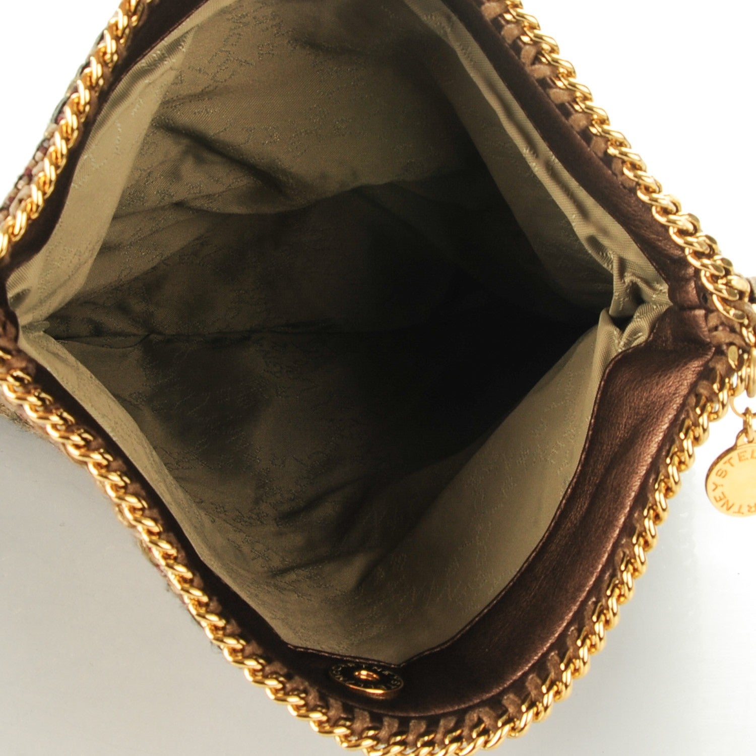 Stella McCartney Woven Boucle Fold Over Falabella Clutch Gold 5 of 7