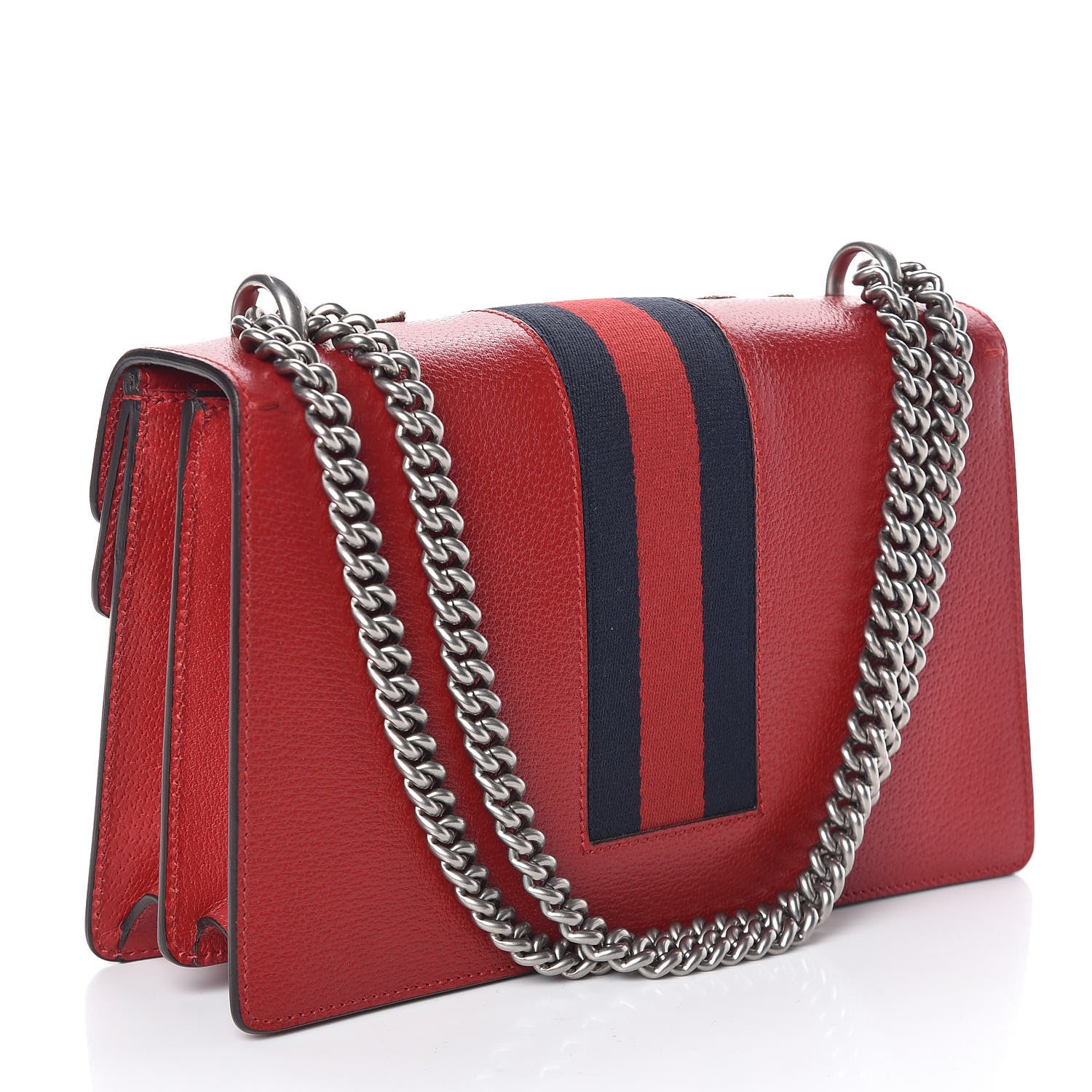 Gucci Calfskin Web Floral Embroidered Small Dionysus Shoulder Bag Hibiscus Red 3 of 9