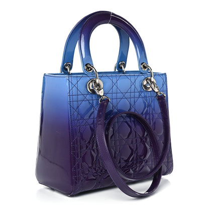 Christian Dior Patent Cannage Gradient Medium Lady Dior Purple Blue 2 of 9