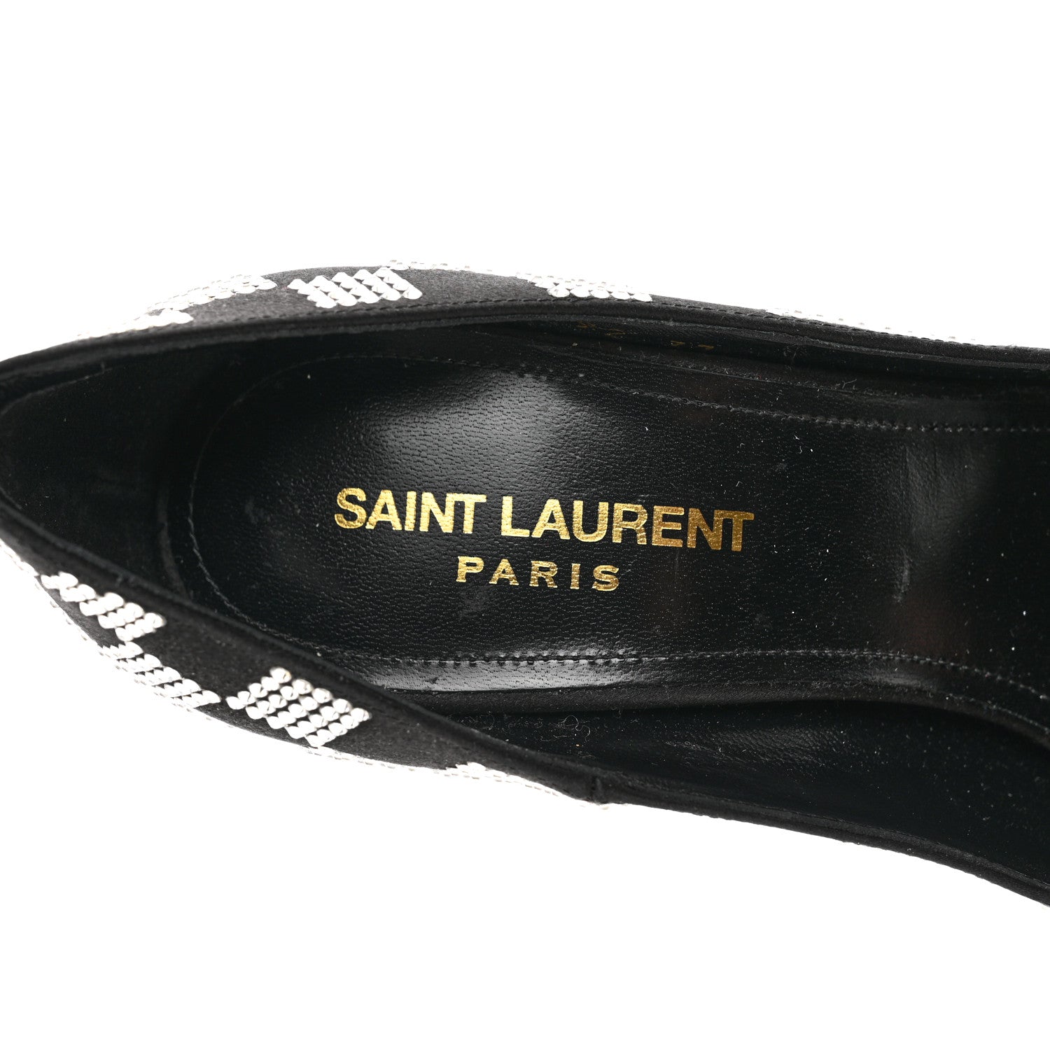 Saint Laurent Satin Crystal Embellished Checkered Zoe 105 Pumps 37 Black 7 of 8