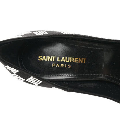 Saint Laurent Satin Crystal Embellished Checkered Zoe 105 Pumps 37 Black 7 of 8