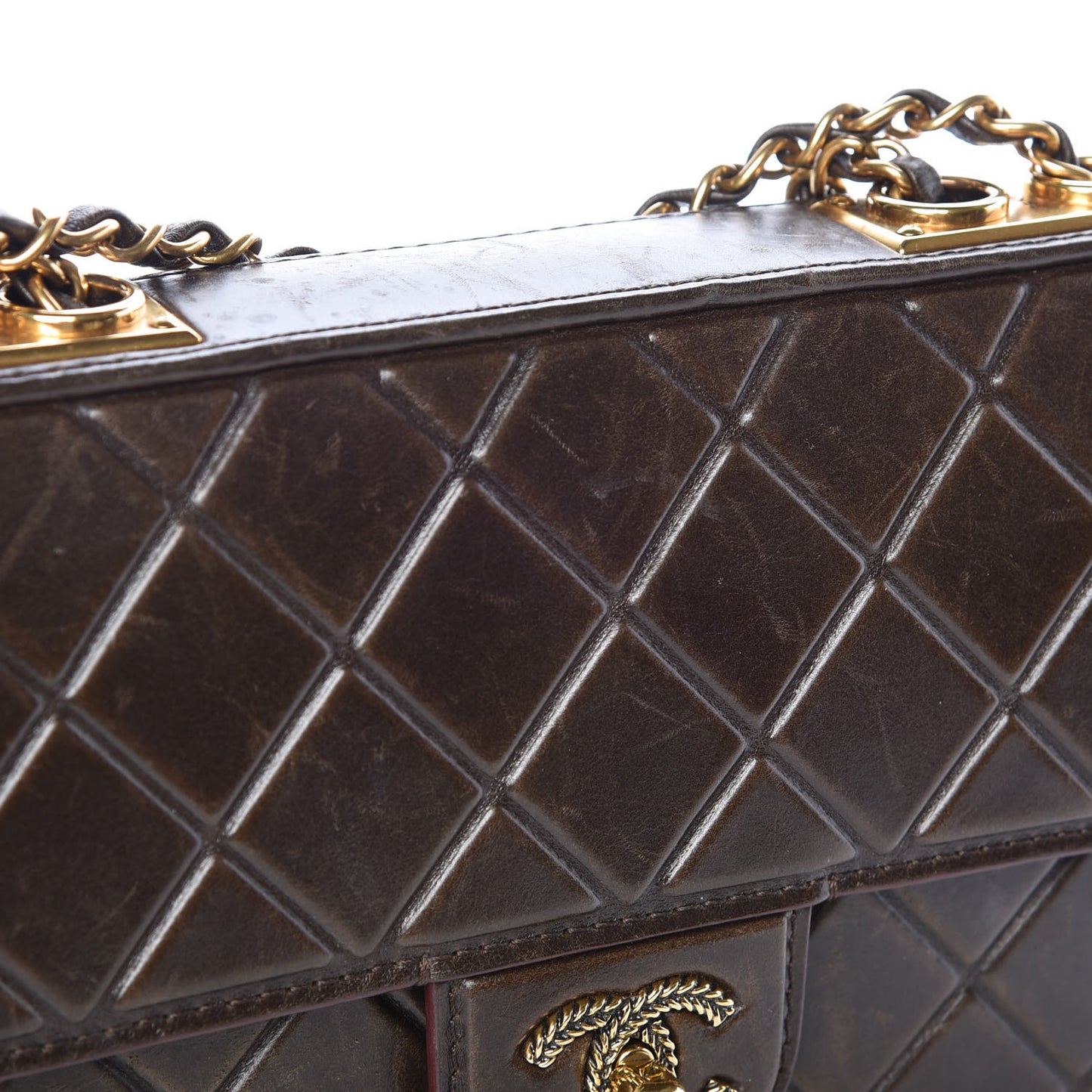 Calfskin Embossed Medium Flap Brown