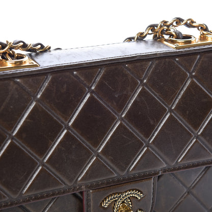 Chanel Calfskin Embossed Medium Flap Brown 8 of 11