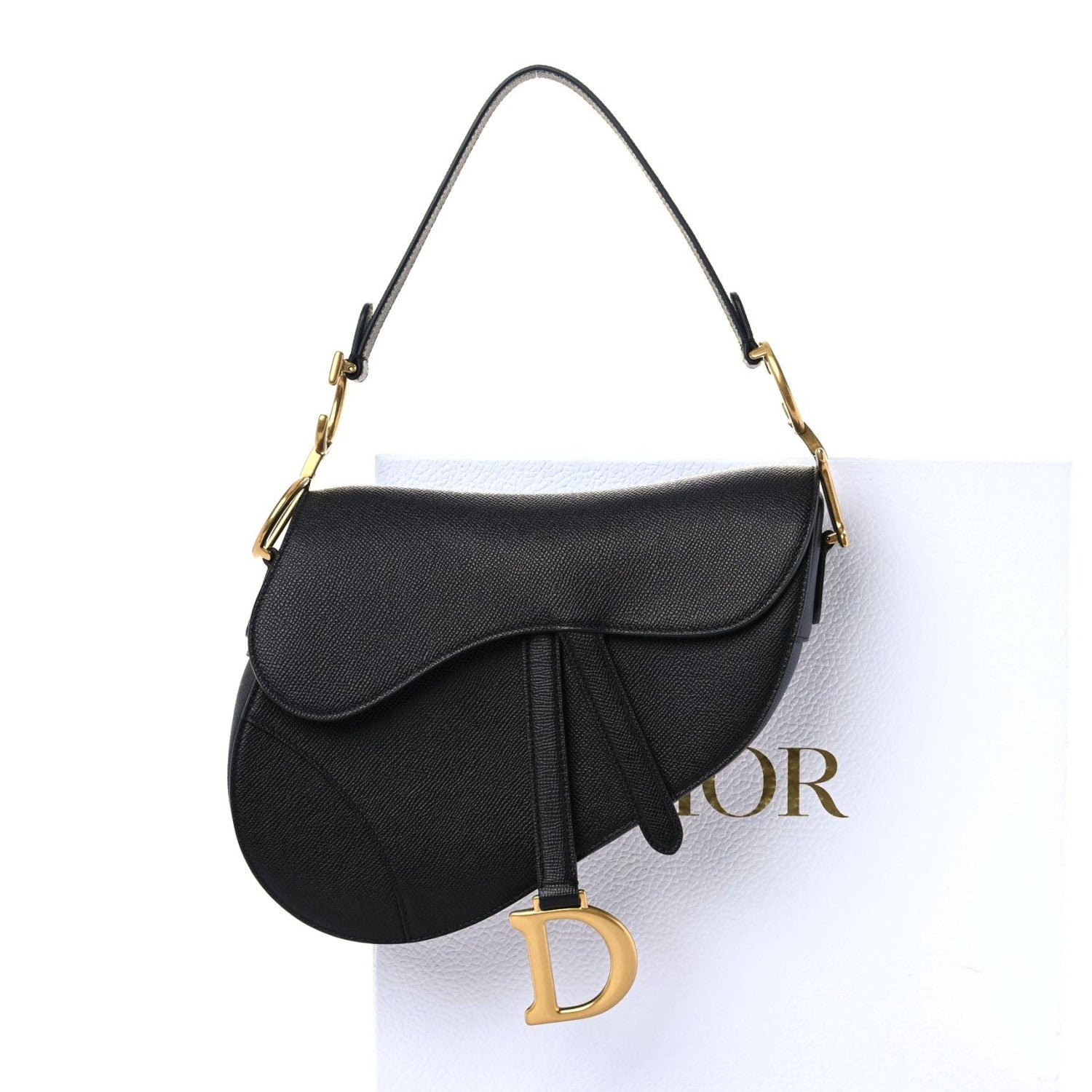 Christian Dior Grained Calfskin Saddle Bag Black 13 of 13