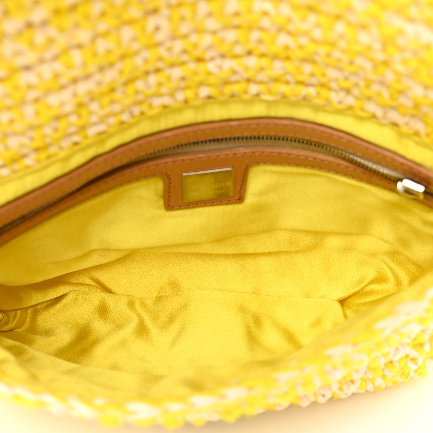 Woven Straw Baguette Yellow