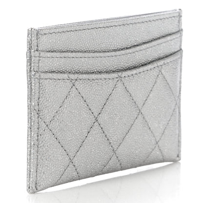 Chanel Metallic Caviar Quilted Card Holder Silver 3 of 12