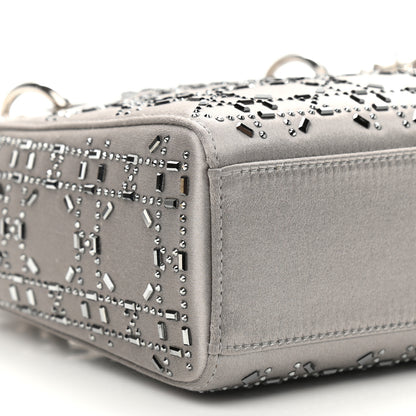 Christian Dior Satin Crystal Cannage Mini Lady Dior Gray 7 of 8