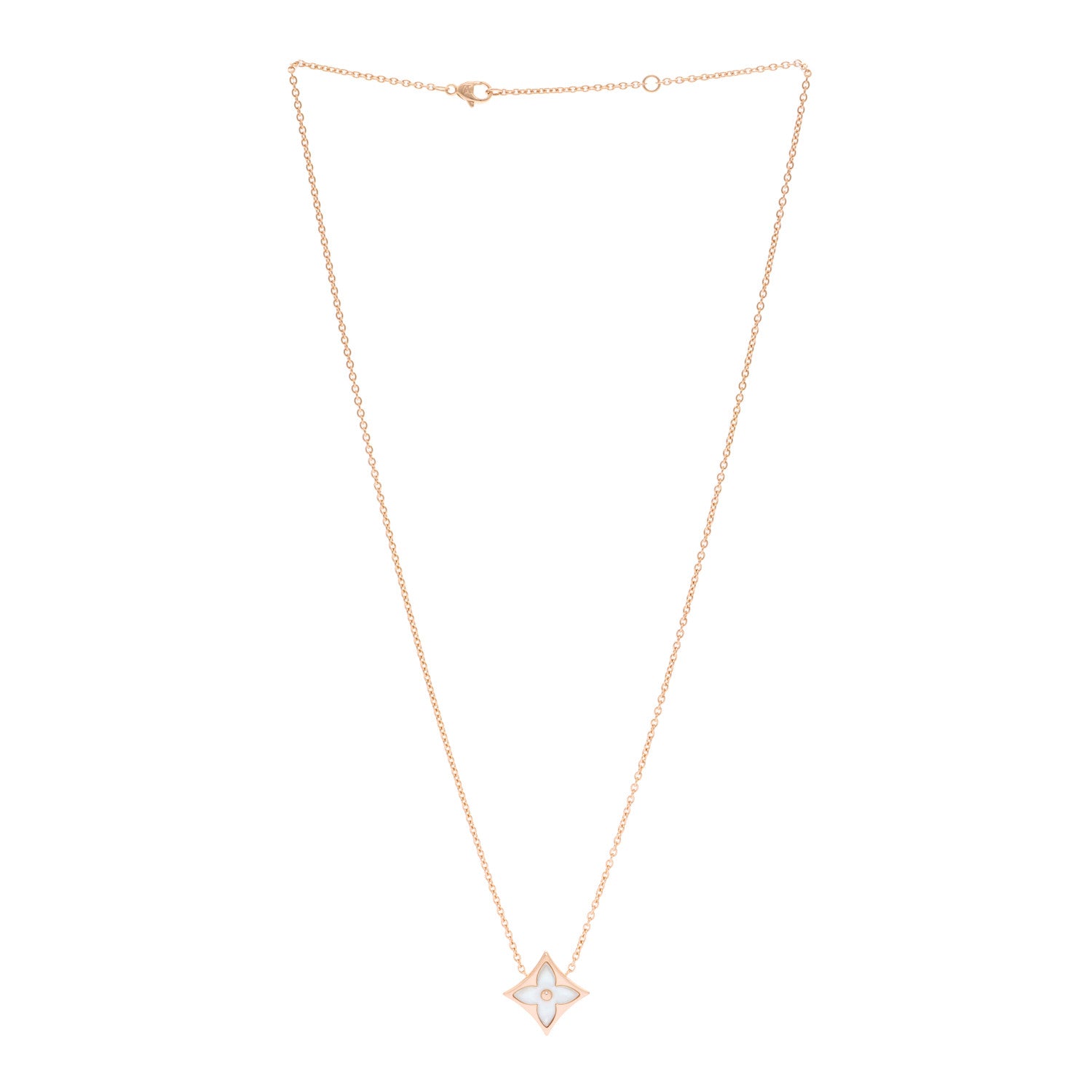 Louis Vuitton 18K Pink Gold Mother of Pearl Color Blossom Star Pendant Necklace 3 of 6