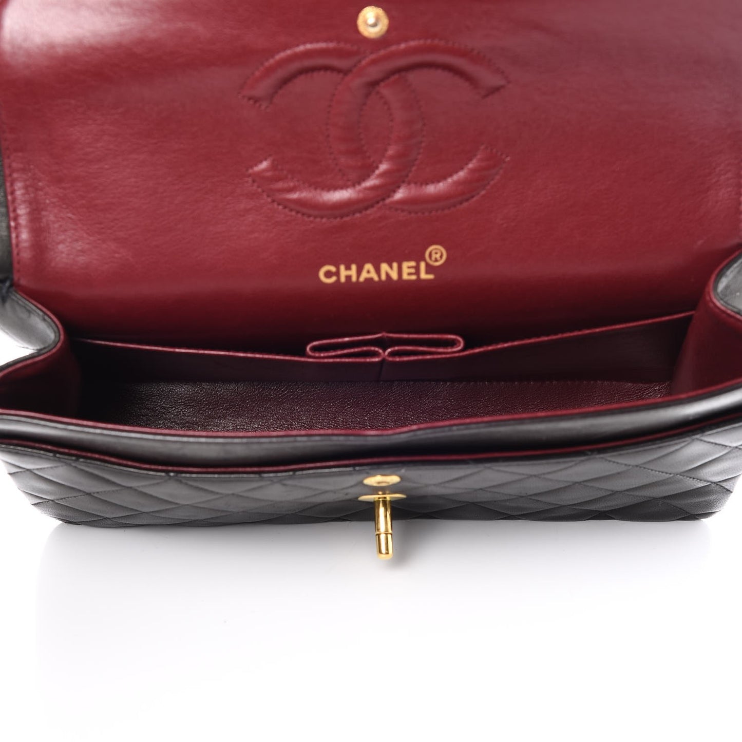 Lambskin Quilted Medium Double Flap Black